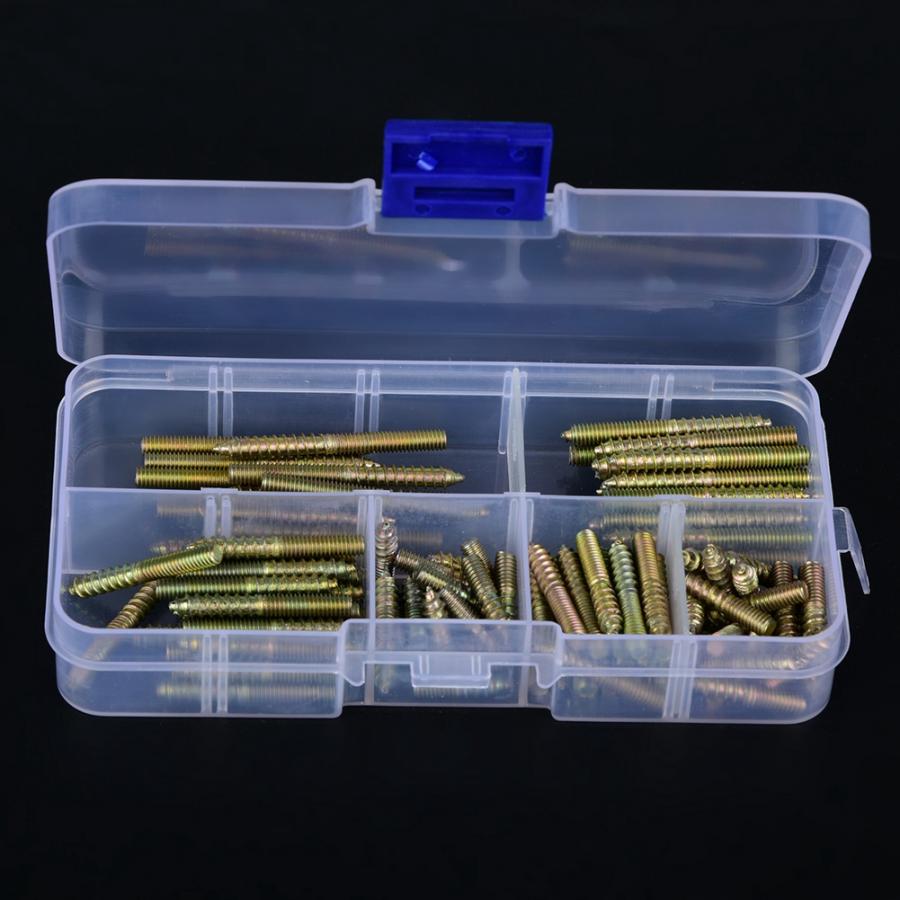 110pcs M4 Dowel Screw Woodworking Furniture Connector Double Ended Screw Hanger Bolt Wood Screw