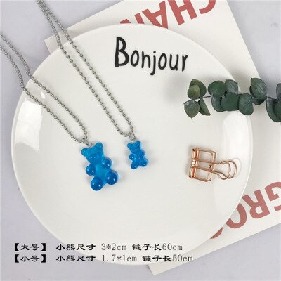 popular gummy bear trendy necklace women stainless steel chain womens necklace cheap jewelry with: blue-big