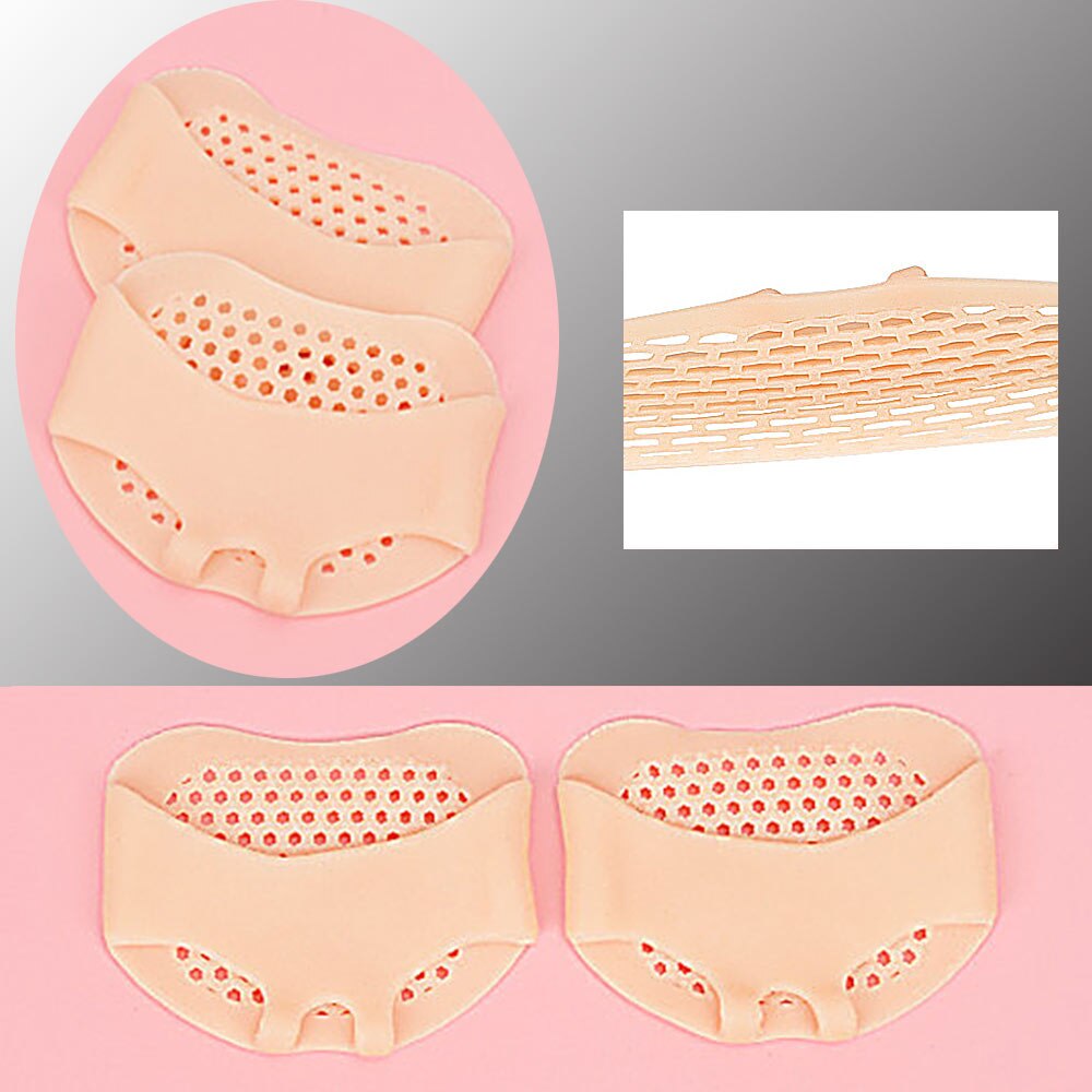 1 paar Rosa Silikon Gel Vorfuß Kissen Pads Schmerzen Linderung Atmungsaktive Schutz für Frauen Fußpflege Pads Ball von Fuß