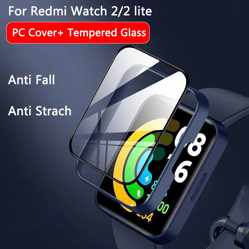 Coque en verre et Silicone pour Xiaomi Redmi Watch 2 Lite, protecteur d'écran, pour bracelet de montre Mi watch 2 Lite