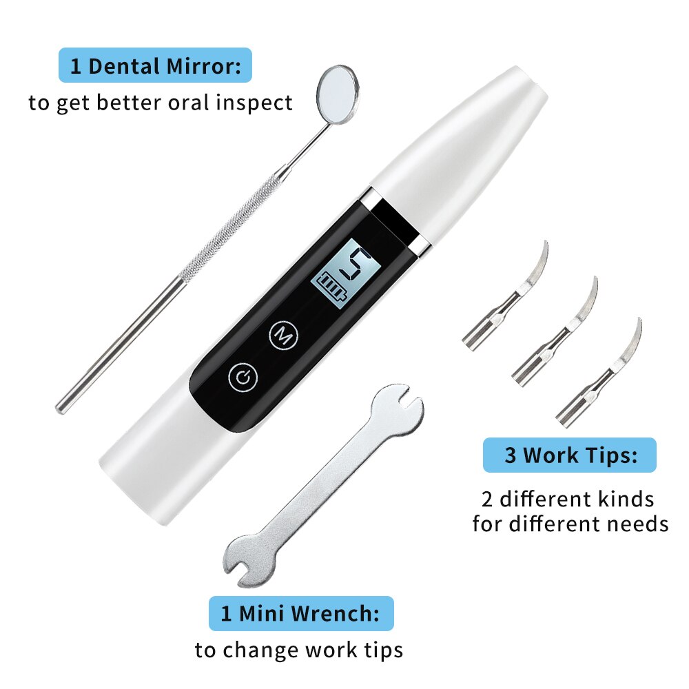 Ultrasonic Calculus Remover Dental Scaling Electric Home Portable Scaler Sonic Smoke Stains Tartar Plaque Teeth White