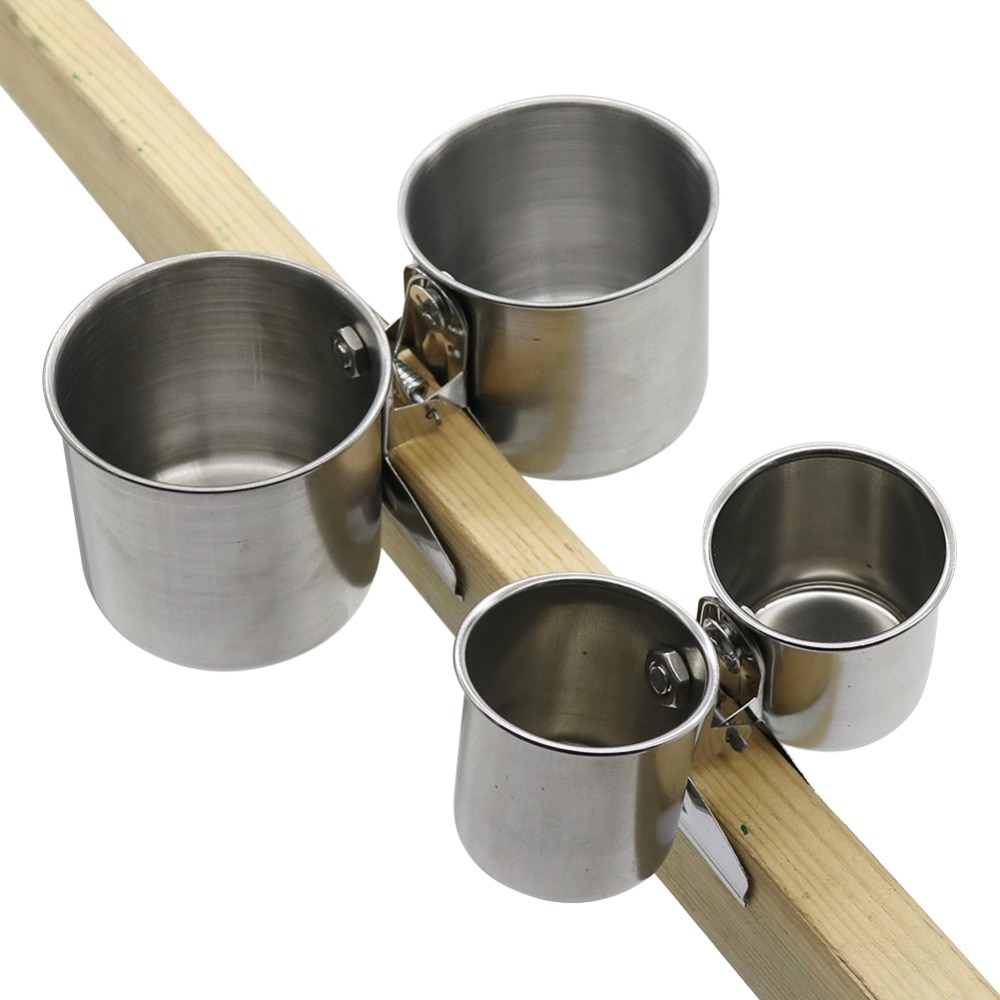 Comedero de acero inoxidable para aves, cuenco de agua para aves, soporte para jaula de loros, suministros para alimentación de aves, taza colgante para palomas, 1 ud.