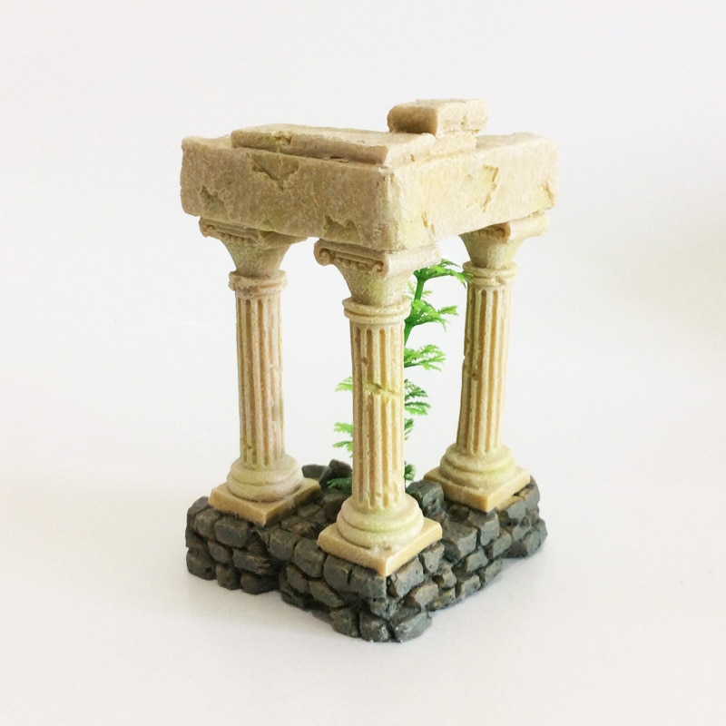Columna romana de templo griego, decoración de Acuario, restos acuáticos