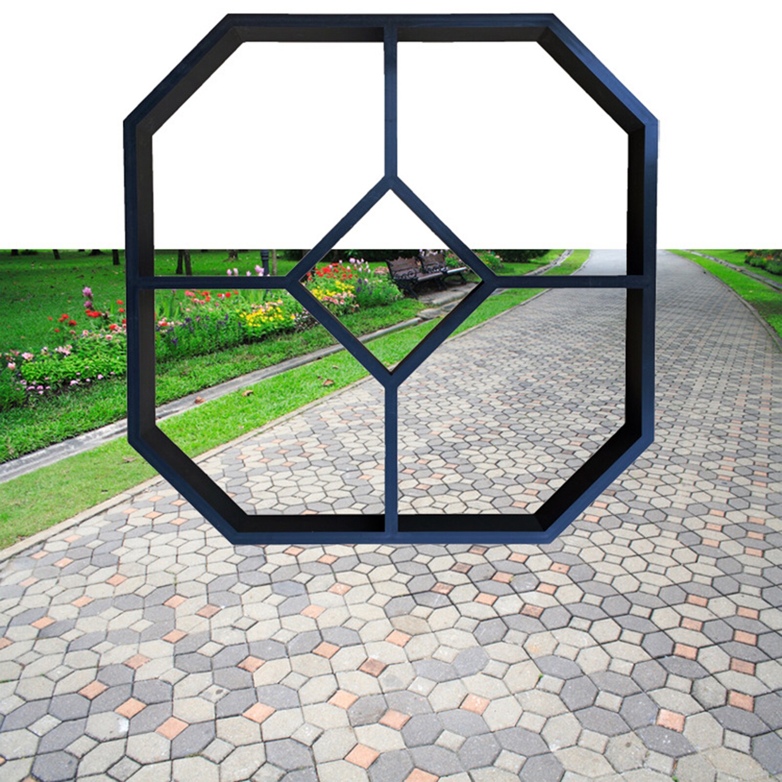 Garden Pavement Mold Walk Concrete Mould DIY Paving Cement Brick Molds Black