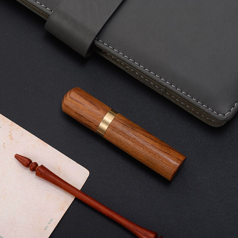 1PC Wooden Toothpick Holder Pearwood Wood Capsule Bucket Box Hiking Portable Toothpick Needle Holder Handmade Ebony Storage Box