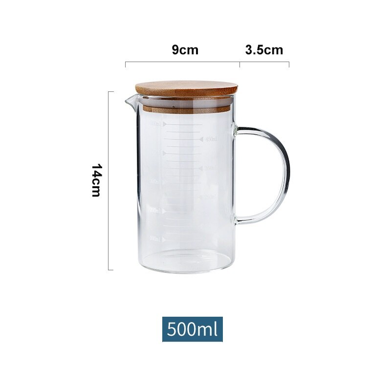 Transparent Glass Heat Resistant Handle Cup For Household Kitchen Baking Calibration Cups Measuring Jug With Cover Baking Tools: M
