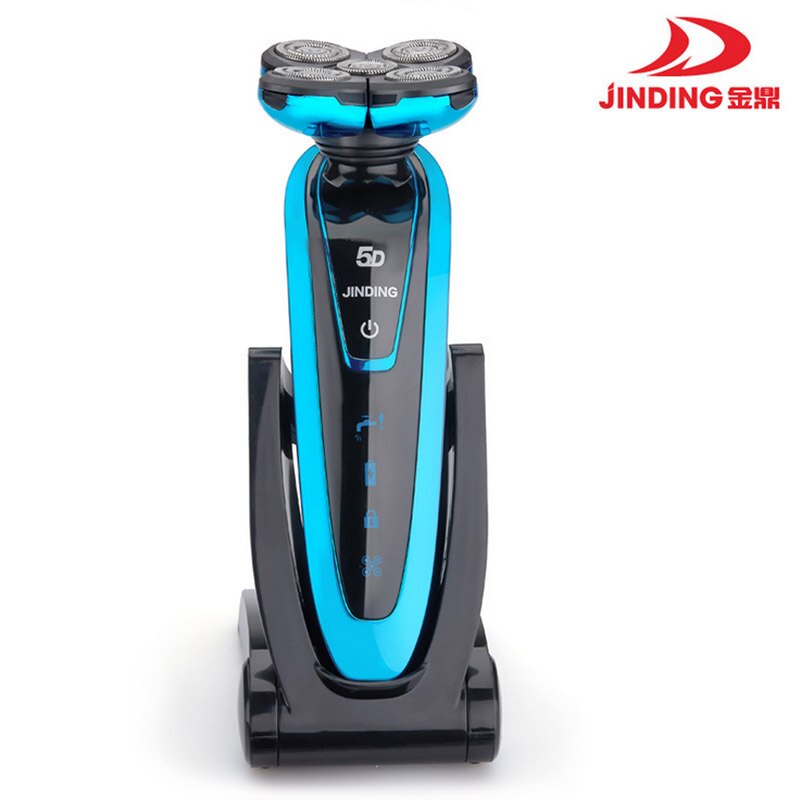 JINDING 5 Heads Washable Rechargeable Electronic Shaver Triple Blade Electric Shaving Razors Men Face Care 5D Floating RQ5580: BLUE