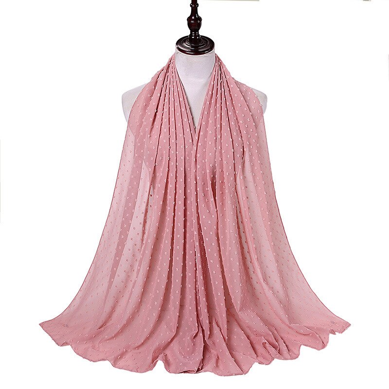 Foulard en mousseline de soie 72x175CM, couleur Pure, malaisie, indonésie, perles, couvre-tête: 20