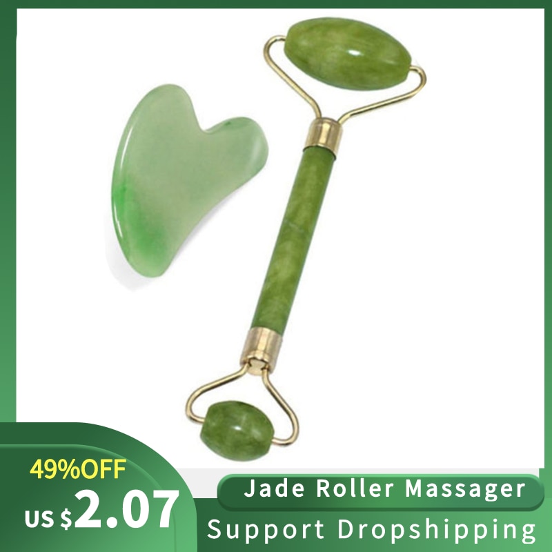 Natuurlijke Facial Roller Jade Steen Roller Gezicht Schoonheid Massage Gereedschap Gezicht Lift Massager Kit Met Jade Schraper
