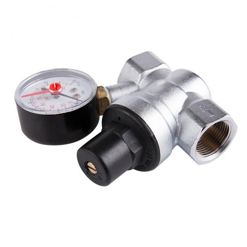 1/2 Inch Water Pressure Regulator with Gauge Pressure Maintaining Valve Tap Water Pressure Reducing Valve DN15