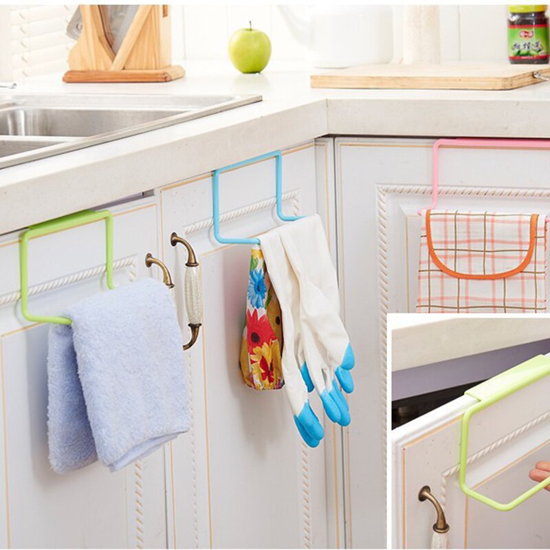 Cabinet Door Single-bar Towel Holder Plastic Non-marking Rack Towel Bar Multi-purpose Sundries Hanging Storage Finishing Rack