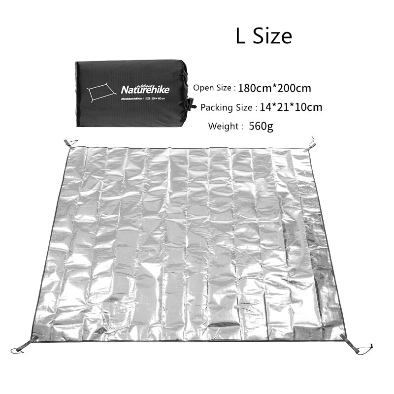 Naturehike Aluminum Foil Floor Mat Ultralight Multi-Function Mat Waterproof Mattress Sun Shelter For Outdoor Camping Hiking: L Size