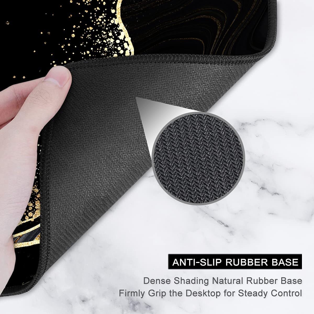Black Gold Marbling Mouse Pad Gamer XXL Computer Mousepad Natural Rubber Office Anti-slip Keyboard Pad Laptop Desktop Mouse Pad