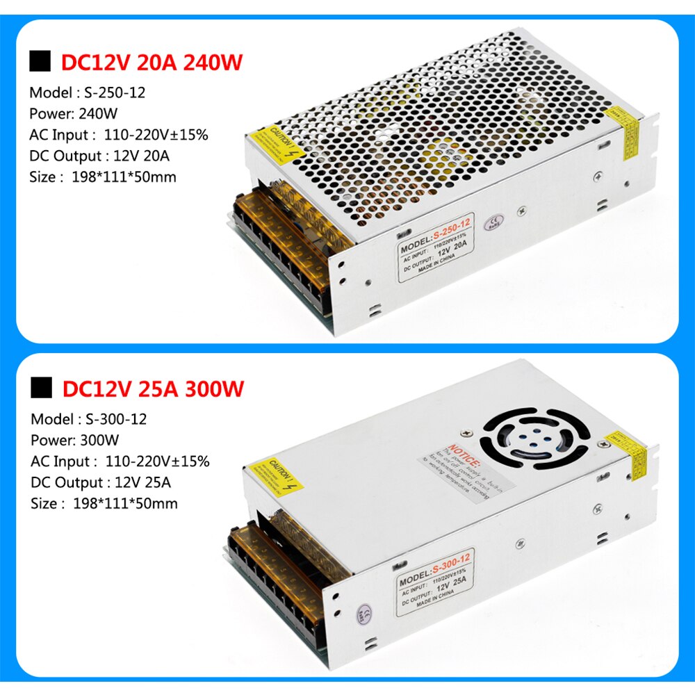 Verlichting Transformator AC110V-220V Naar Dc 12V Voeding Adapter 1A 2A 5A 10A 15A 20A 30A 50A Led Strip switch Driver