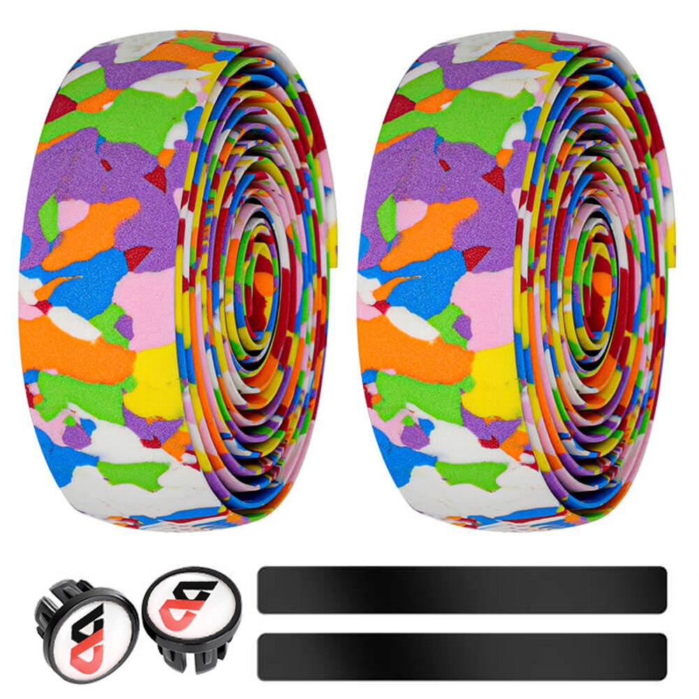 Cinta de goma EVA para manillar de bicicleta de montaña, resistente al desgaste, antideslizante, engranaje fijo, cubierta de volante, accesorios de ciclismo: Muliticolor