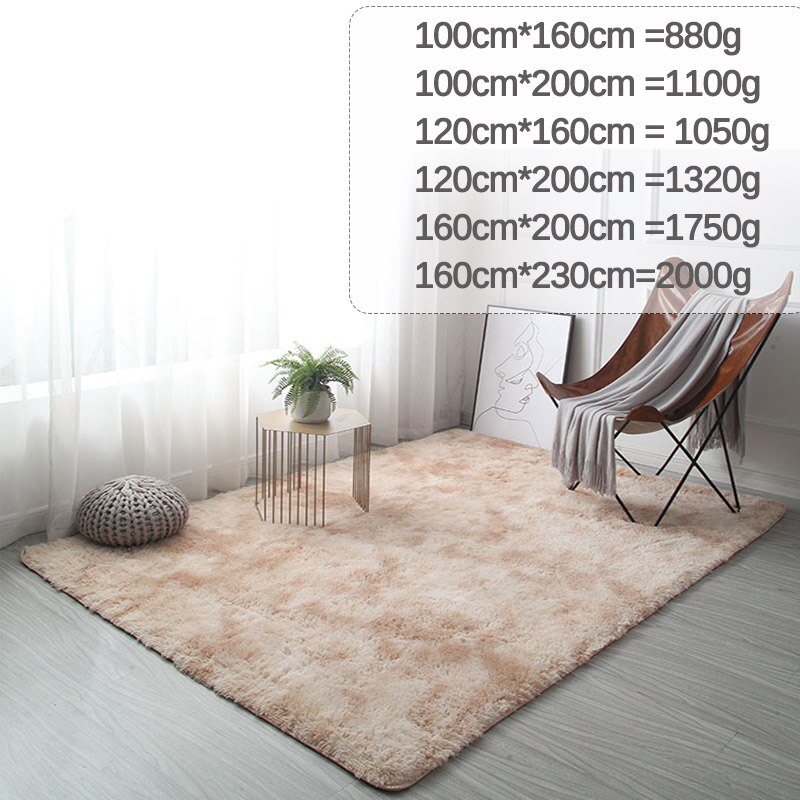 Pluche Tapijt Pluizige Tapijt Dikke Anti-Slip Slaapkamer Tapijten Floor Kaki Zachte Tapijten Tie Verven Tapijten Voor Woonkamer kinderkamer Mat: 160x230cm