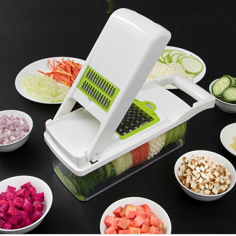 Artence – outil multifonctionnel pour fruits et légumes, broyeur de pommes de terre, Mandoline, trancheur, éplucheur, râpe à carottes: WHITE