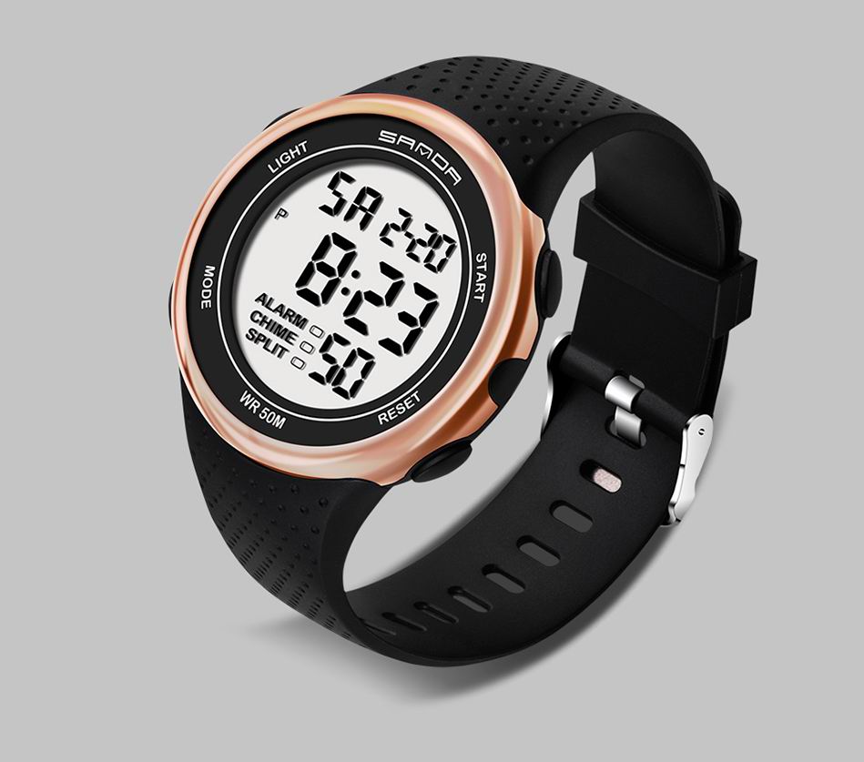 Mens Sports Watches Self Calibrating Digital Watch Waterproof 100m Multifunctional Swim Diver Outdoor Wristwatch: rose gold