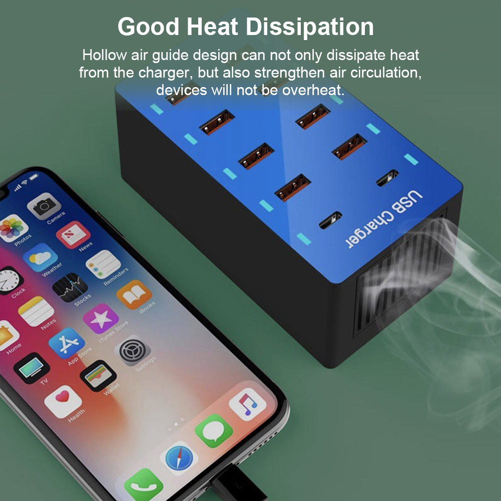 50w 10a port-usb-schnellladestation für die wand, intelligenter multiport-ladehub für den schreibtisch in familiengröße 10- adapter mit automatischer ladegeräterkennung