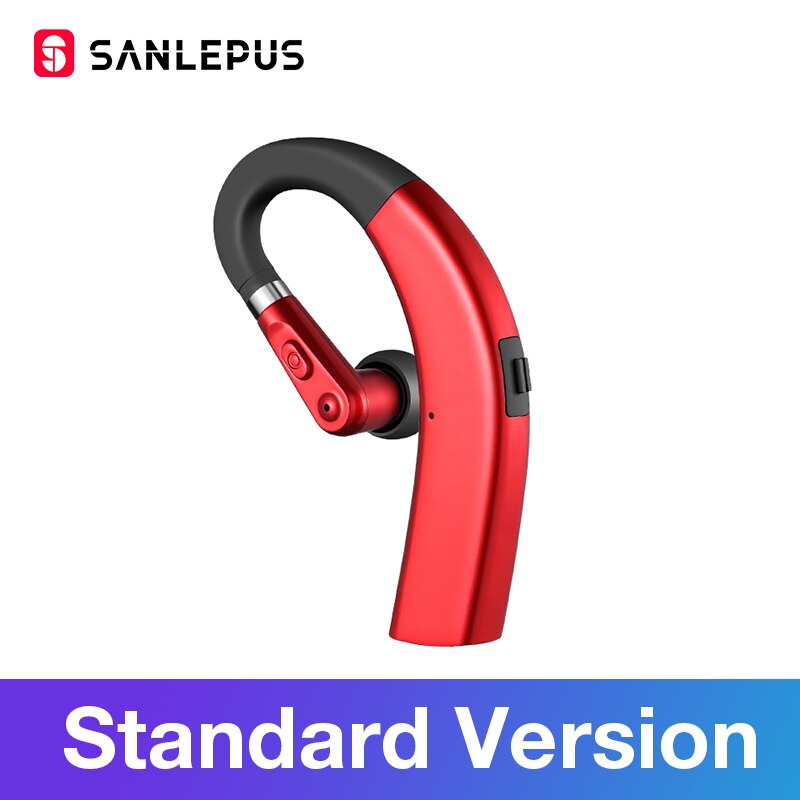 Sanlepus m11 bluetooth øretelefon trådløse hovedtelefoner håndfri øretelefon headset med hd mikrofon til telefon iphone xiaomi samsung: Rød-standard