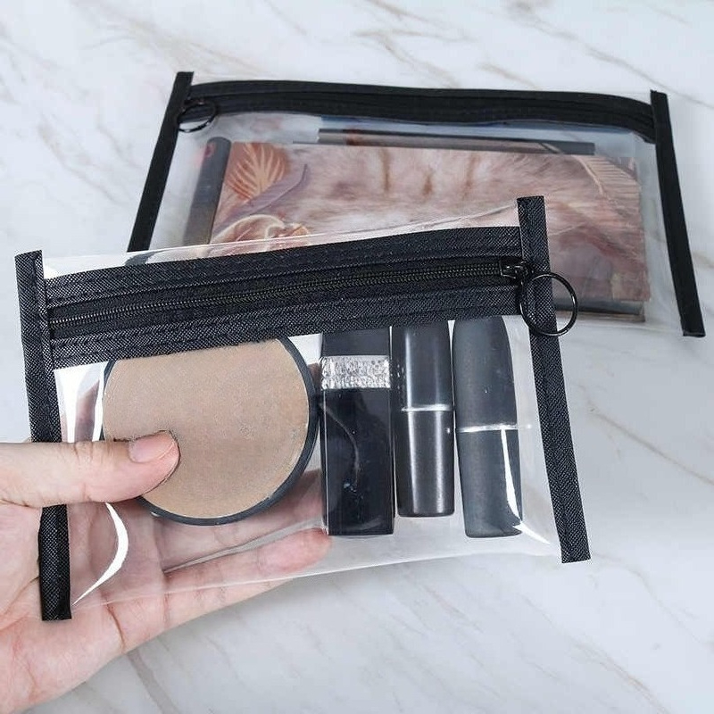 Czarna Przezroczysta Kosmetyczka PVC Wodoodporna Przezroczysta Saszetka na Kosmetyki Damski Organizer na Kosmetyki Torba na Przybory Toaletowe Torba Podróżna robić Przechowywania