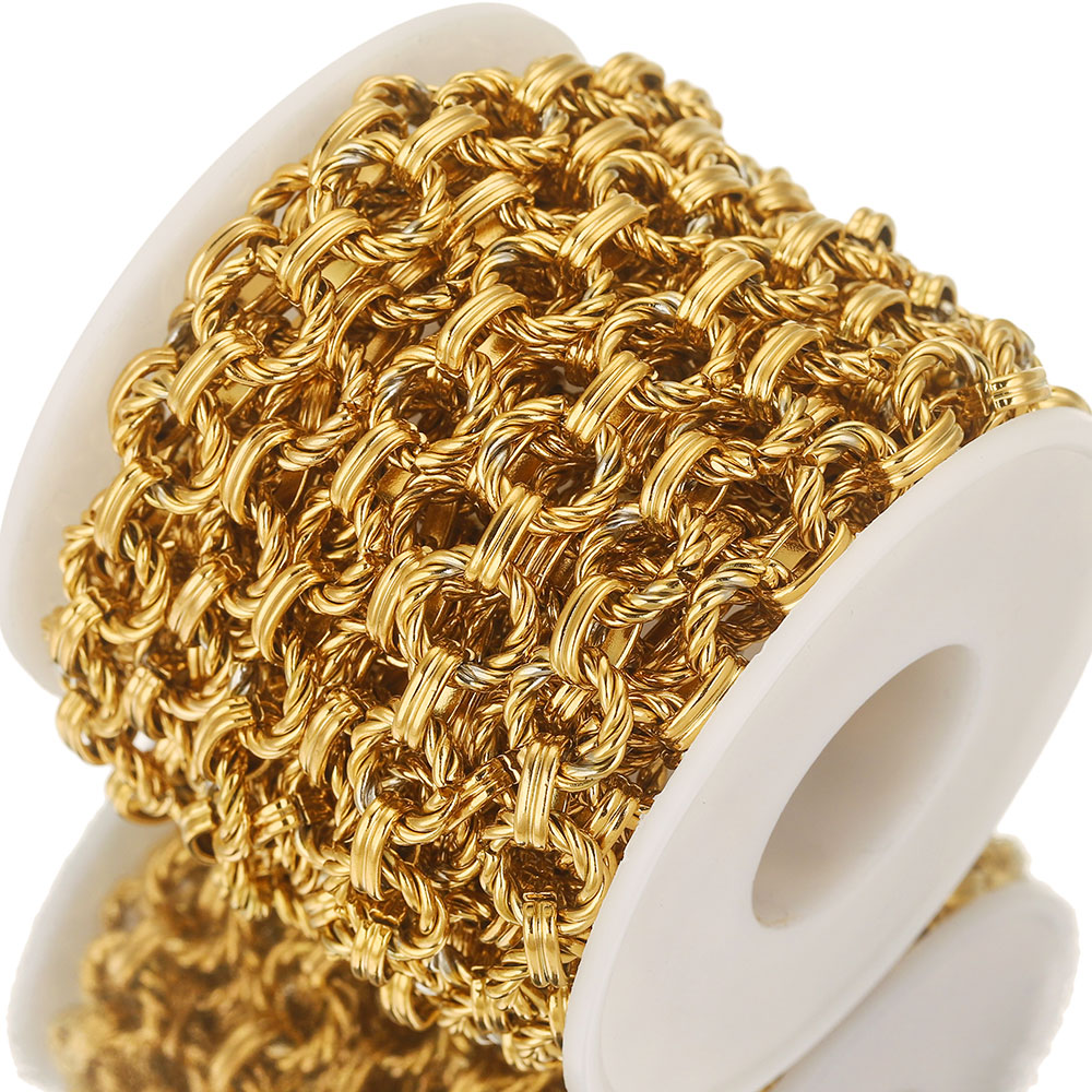 1 Meter großer schwerer Twist-Ring aus Edelstahl, klobiger Hip-Hop-Punk-Gliederketten, DIY-Schmuck, handgefertigte Halskette, Armband, Tasche