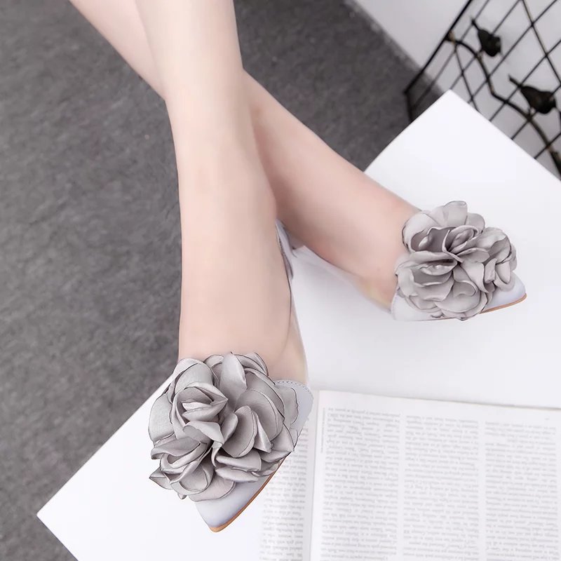 EFFGT Spring Flats Women Shoes Transparent Flower Leisure Ballerina Shoes Pointed Toe Slip On Shallow Casual single Shoes K140