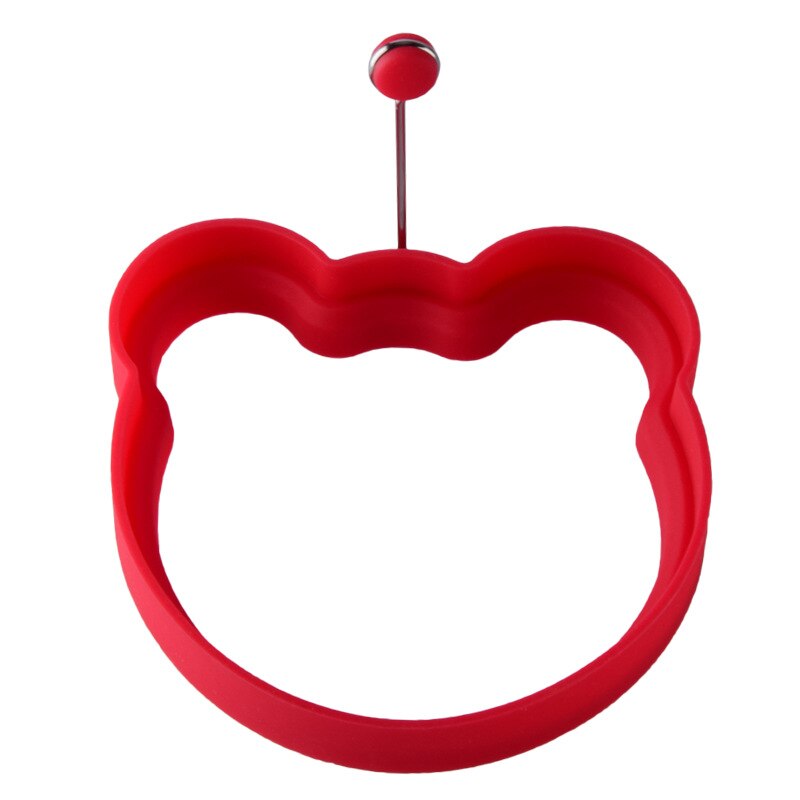 Silicone Fried egg mold round Heart-Shaped Star Bear Flower Omelette Maker Molded Silicone Omelette Pancake Baking Shape: 3BEAR-RED