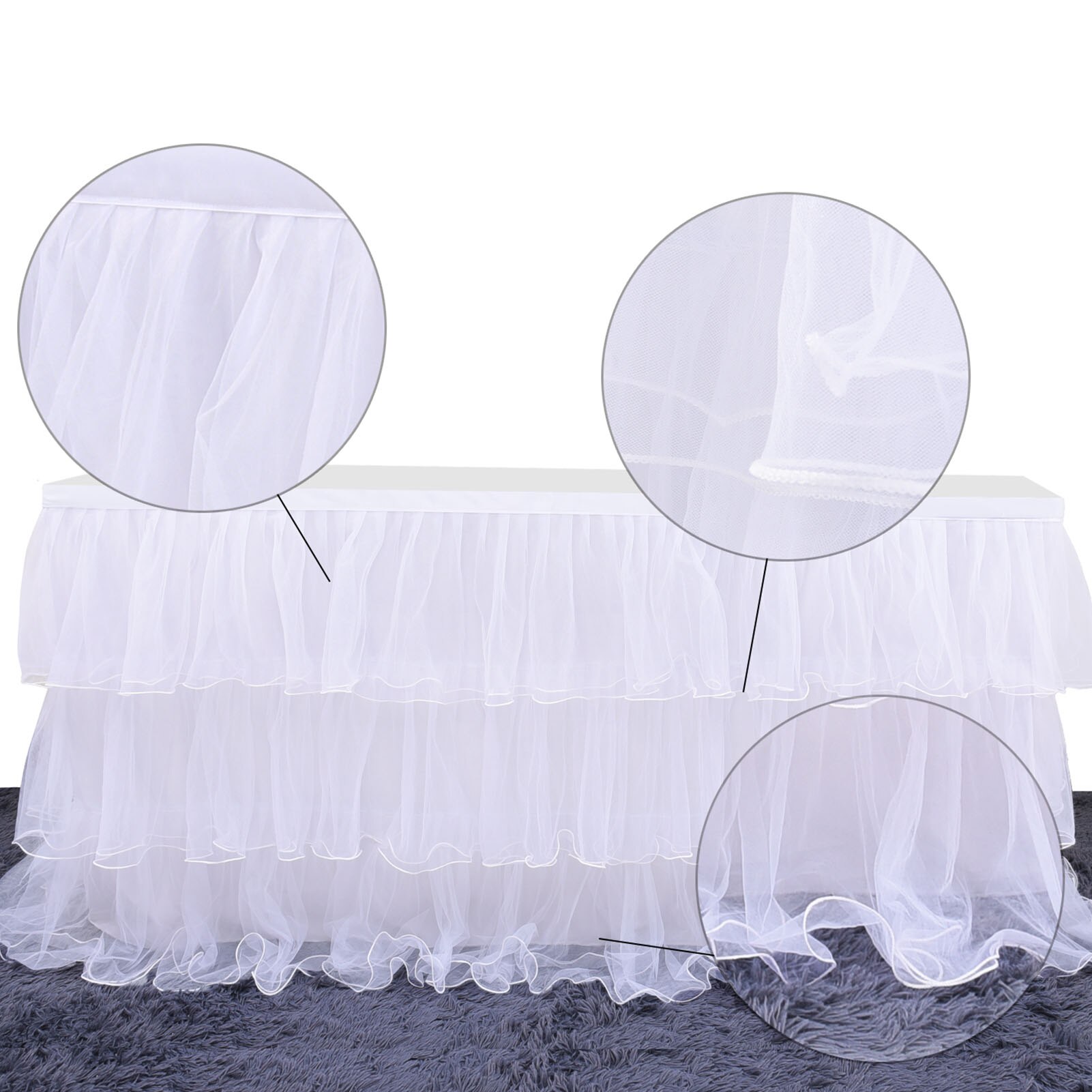 Wedding Party Tutu Tulle Table Skirt Cover Tableware Cloth Baby Shower Party Home Decor Table Skirting Birthday Party Decoration