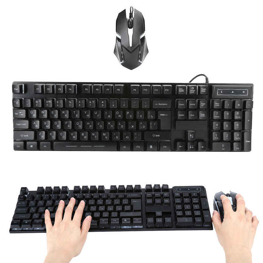 Juego General de juegos ruso inglés teclado flotante ratón para ordenador de casa juego de portátil trabajo de oficina