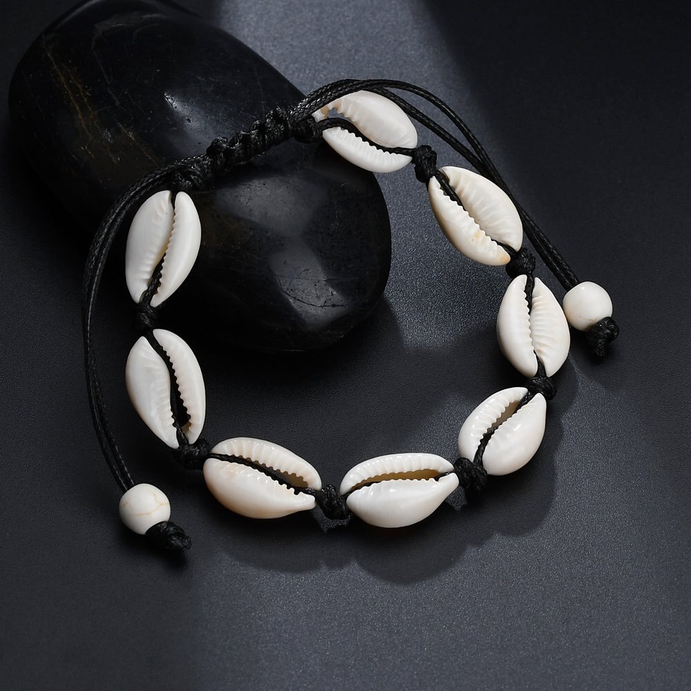 Della boemia di Mare Naturale shell braccialetti di Fascino Per Le Donne Degli Uomini di Estate spiaggia di sabbia A Mano Stringa di Corda catene Braccialetto Gioielli FAI DA TE