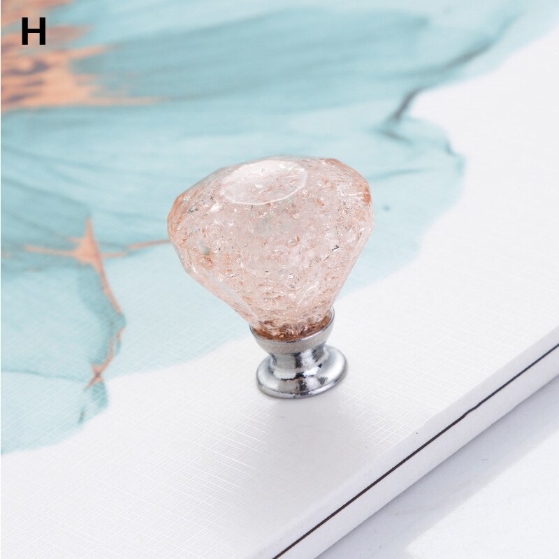 Crack Bal Knop Acryl Ice Crackle Kristal Handvat Gem Ronde Diamant Lade Pull Hardware Enkel Gat Kristal Knoppen Handles: H