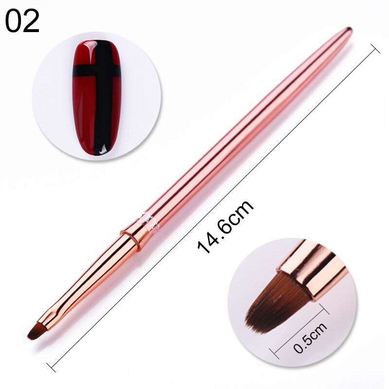 1 stk uv gel liner negle børste rosa guld farve maleri tegne pen pensel bærbart pen håndtag nail art værktøj gør det selv: 2