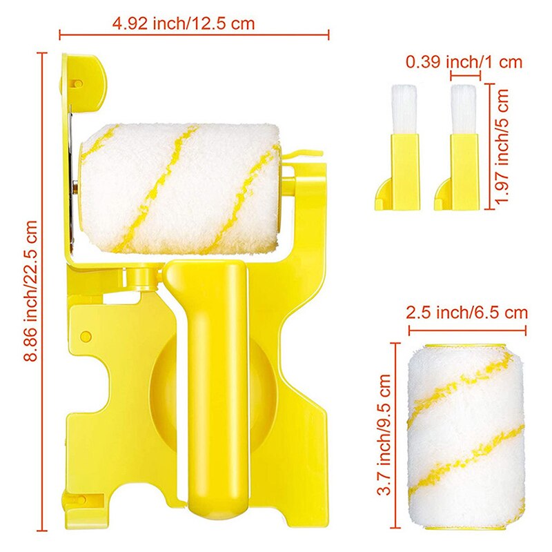 Bordeadora de pintura de corte limpio multifuncional con 2 rodillos de repuesto Pincel Herramienta de pintura de pared para techos de paredes de habitaciones sets de herramientas rodillo pintura: Short handle
