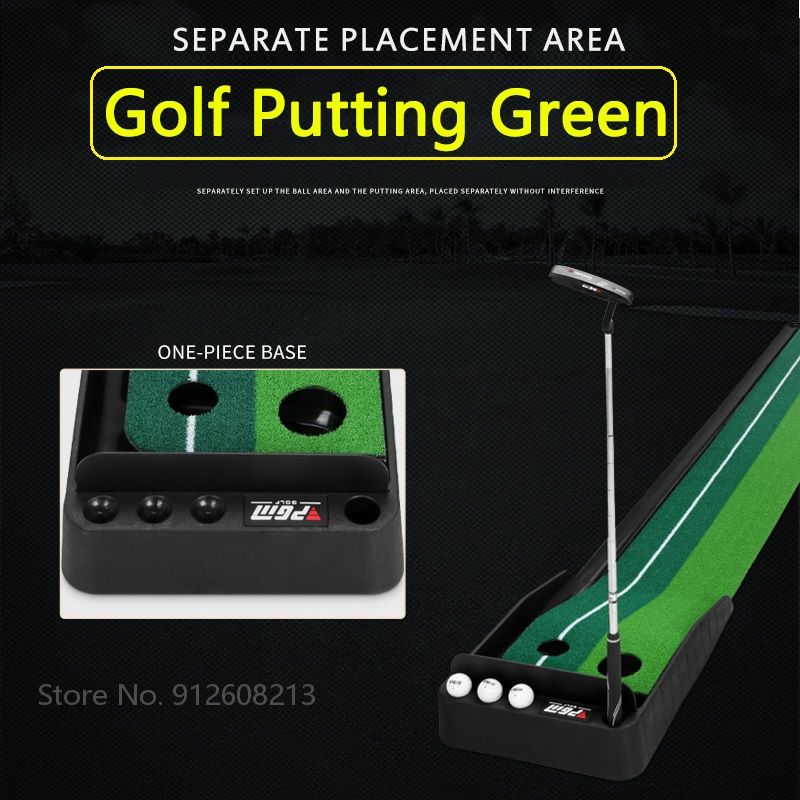 PGM 2.5m 3m Golf Putter Trainer Golf Putting Mat with Fairway Ball Return Mini Training Tool Set Putter Pad Green Hitting Carpet