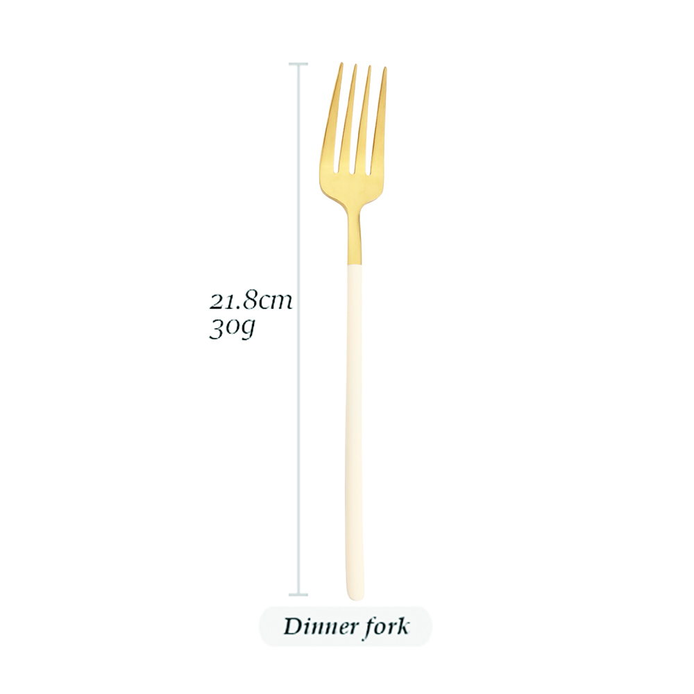 1Pcs Bestek Set 304 Rvs Kleurrijke Servies Set Lepel Mes Servies Set Zilverwerk Beige Goud Keuken Accessoires: green