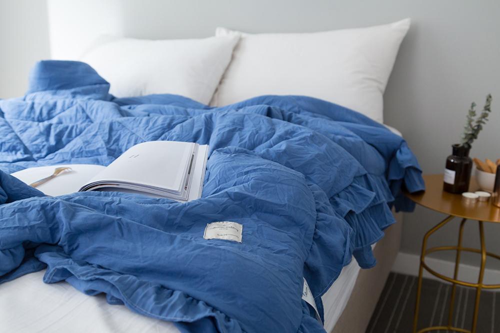 Sommervasket bomuld klimaanlæg dyne blødt åndbart tæppe tyndt ensfarvet dyner sengebetræk seng