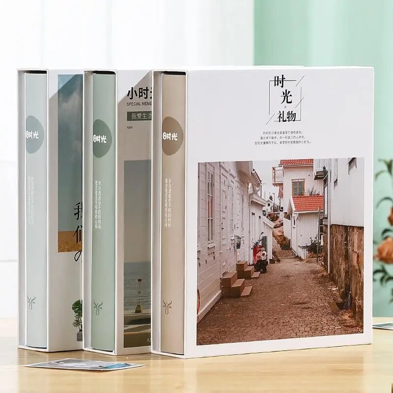 5-Inch Minimalist Photo Albums 200Pcs Large Capacity Interstitial Family Photo Album Children Growth Album Plastic Photo Album