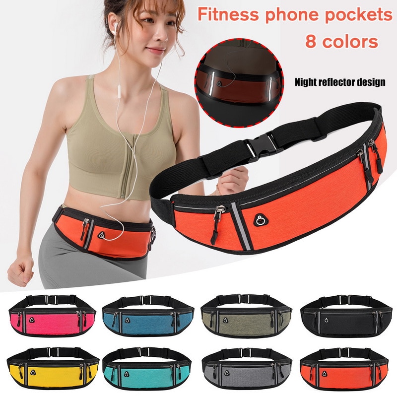 Fitness Reflecterende Taille Zakken Sport Pack Purse Reizen Canvas Telefoon Tas Zakken Outdoor Sport Licht Strips Zak Voor Mannen vrouwen