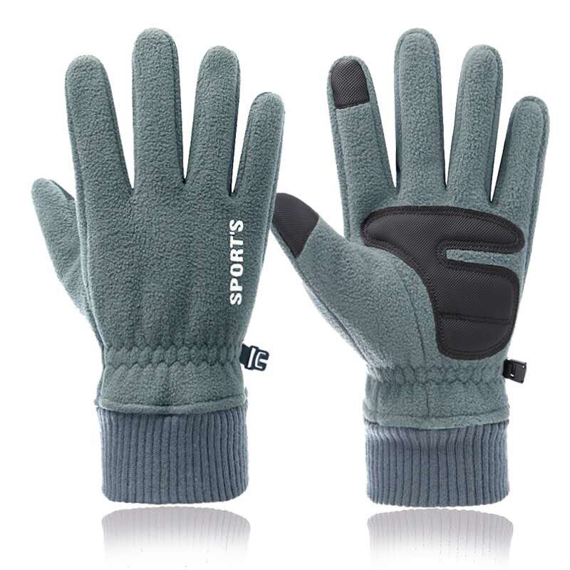 Mannen Winter Fleece Pluche Warme Handschoenen Fietsen Sport Rijden Anti Slip Thermische Touchscreen Handschoenen
