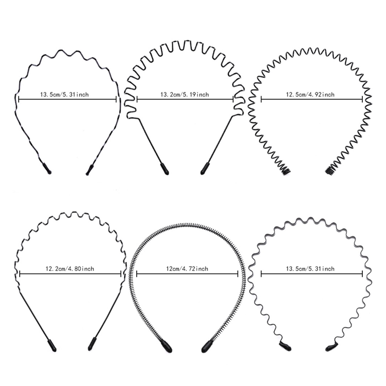9pcs Simple Metal Spring Wave-Shaped Hairband Hair Hoops Headband Headwear Accessories for Men Womem