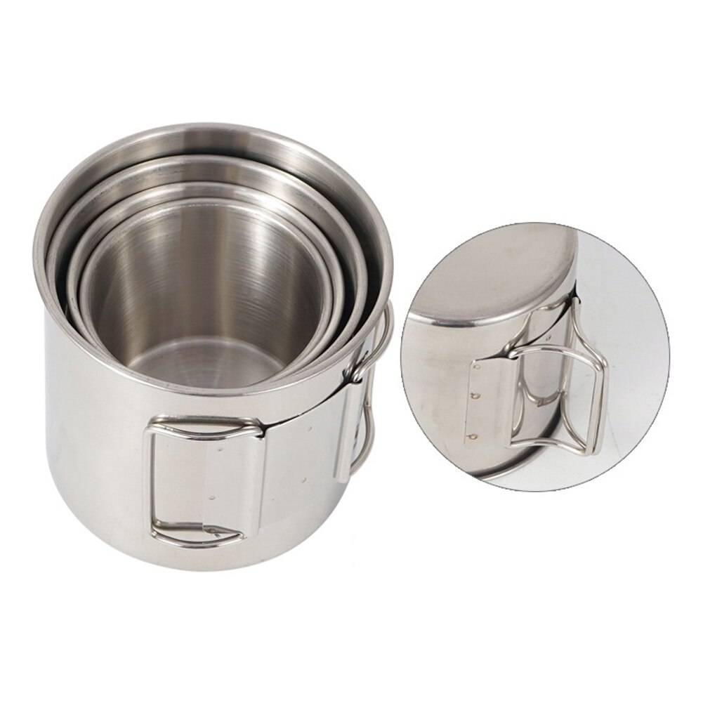 4Pcs 304 Rvs Outdoor Camping Cup Set Draagbare Bergbeklimmen Trekking Cups Reizen Wandelen Kookgerei Camping Benodigdheden