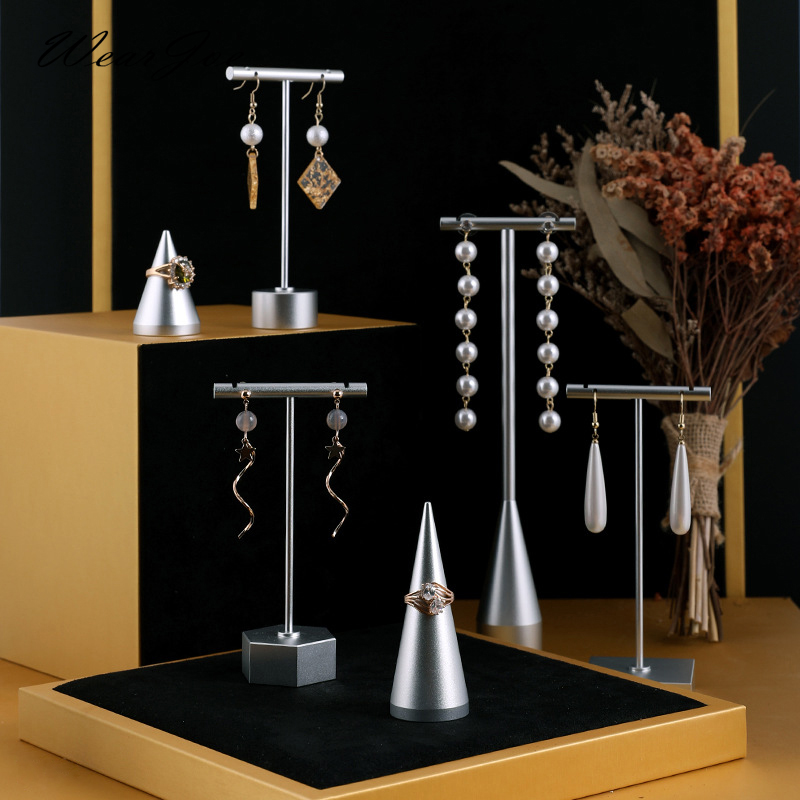 Örhängen i metall, displayställ för försäljning av smycken, ringörhängen, förvaringsställ, t-barhållare, örhängen, hängande arrangör