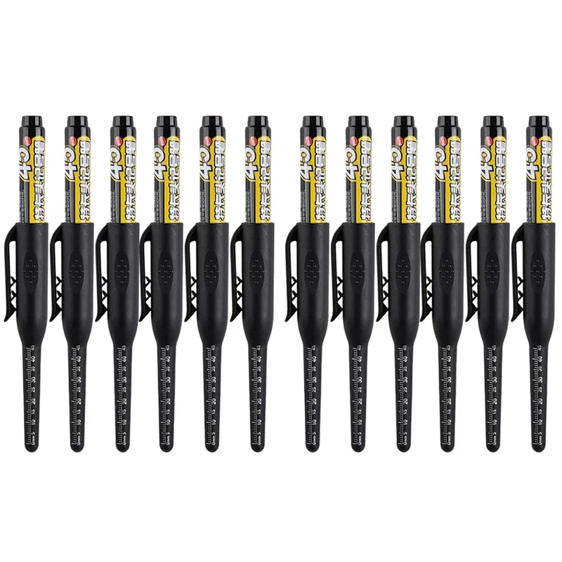 12-1Pcs Multi-Purpose 45mm Deep Drill Hole Long Nibs Waterproof Marker Pens for Bathroom Woodworking Long Head Carpenter Pen: Orange