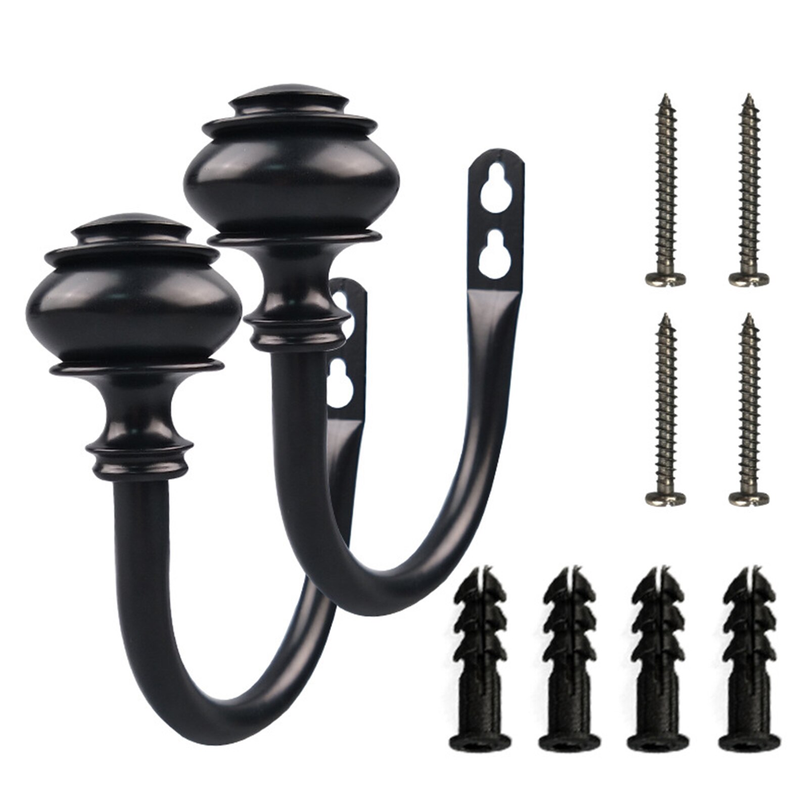 1pair Hooks Accessories Hotel Wall Mounted Bedroom U Shaped Curtain Holdback With Screws Hardware Home Decor Iron Drapery