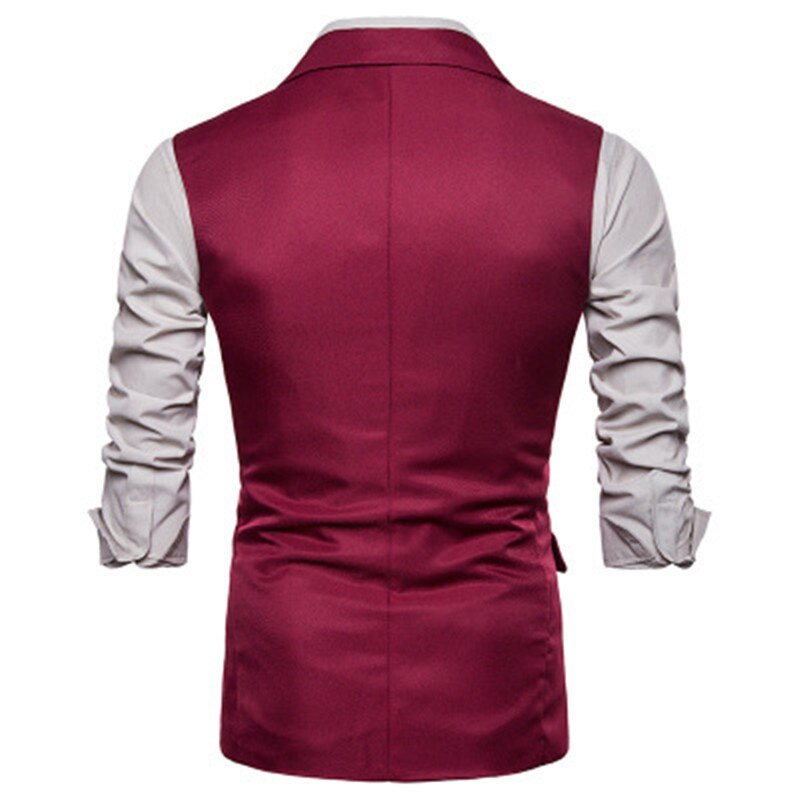 Mens Vest Waistcoat Men's Suit Dress Vest Autumn Slim Fit Longline Single Breasted Tuxedo Vests Gilet Costume Homme XXL