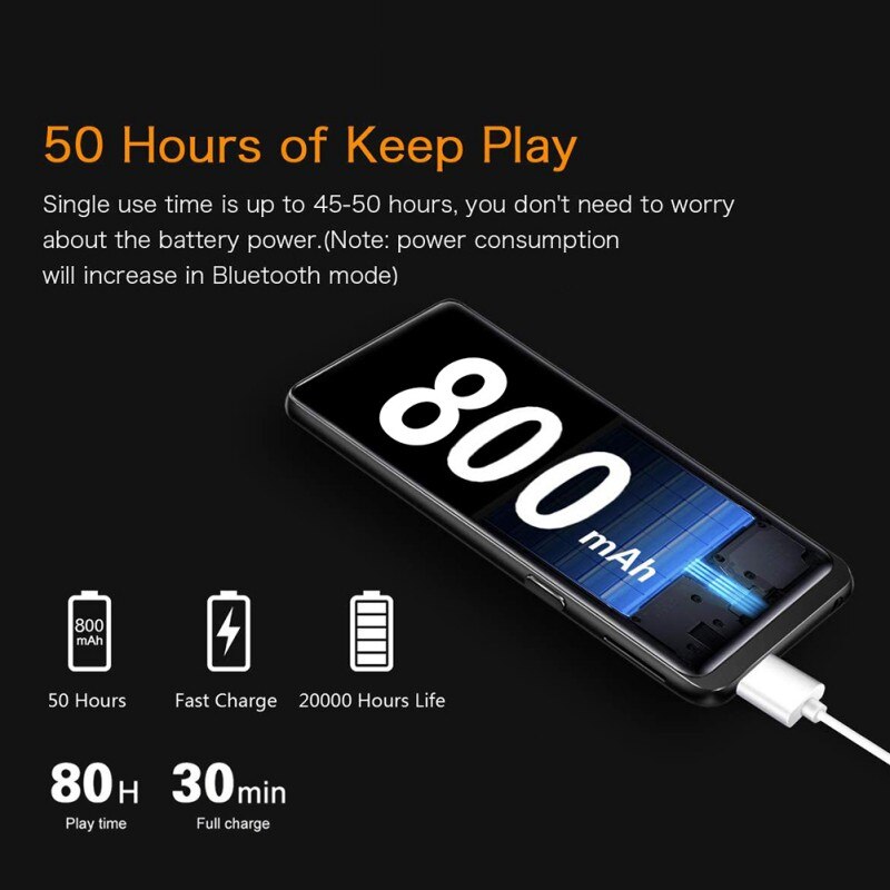 ZL BENJIE M8 MP3/MP4 Player With Bluetooth 5.0,16GB Music Player FM Radio Recording,1.8" Screen,HiFi Lossless Sound Player