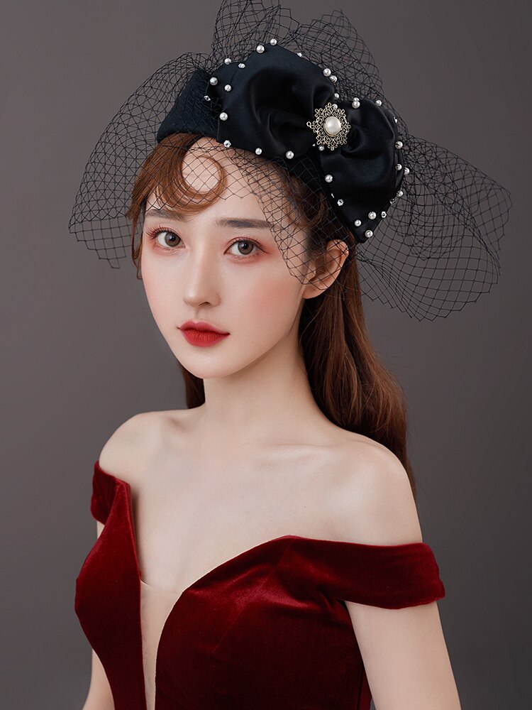 Las mujeres tocado de boda cóctel Iglesia corona kentucky sombreros velo accesorios para el cabello 100% lana tocado de fieltro sombrero