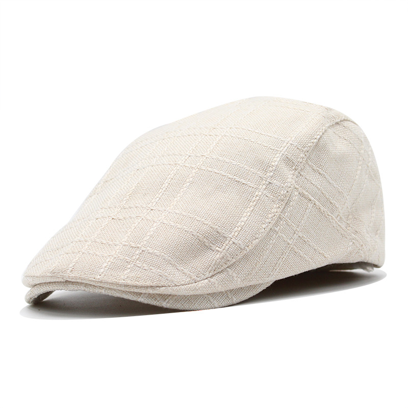Casquette béret unisexe, chapeau plat, taille ajustable, modèle décontracté en maille, tissu aéré pour l'été, coloris unis, pour les hommes et les femmes: Beige