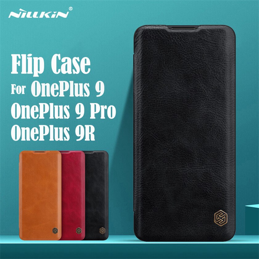 Til oneplus 9 pro 9r flip etui nillkin qin læder flip cover kort lomme pung bog etui til oneplus 9 one plus 9 pro telefontaske